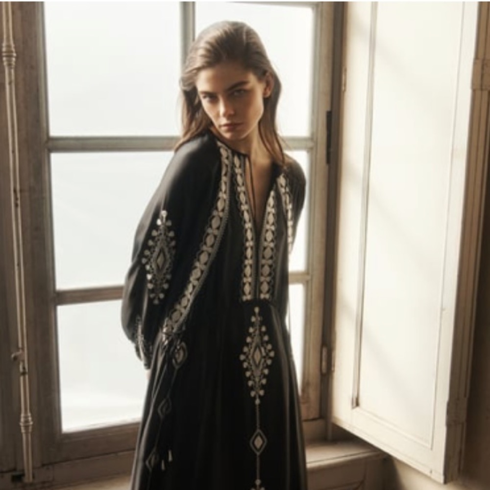 Zara embroidered midi dress